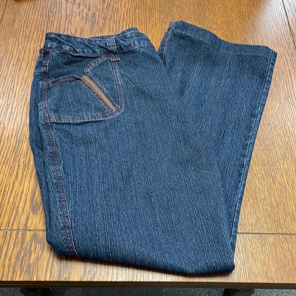 Vintage Y2 BLU Blue Jeans, Brown Leather Trim, SZ 36 - Picture 7 of 10